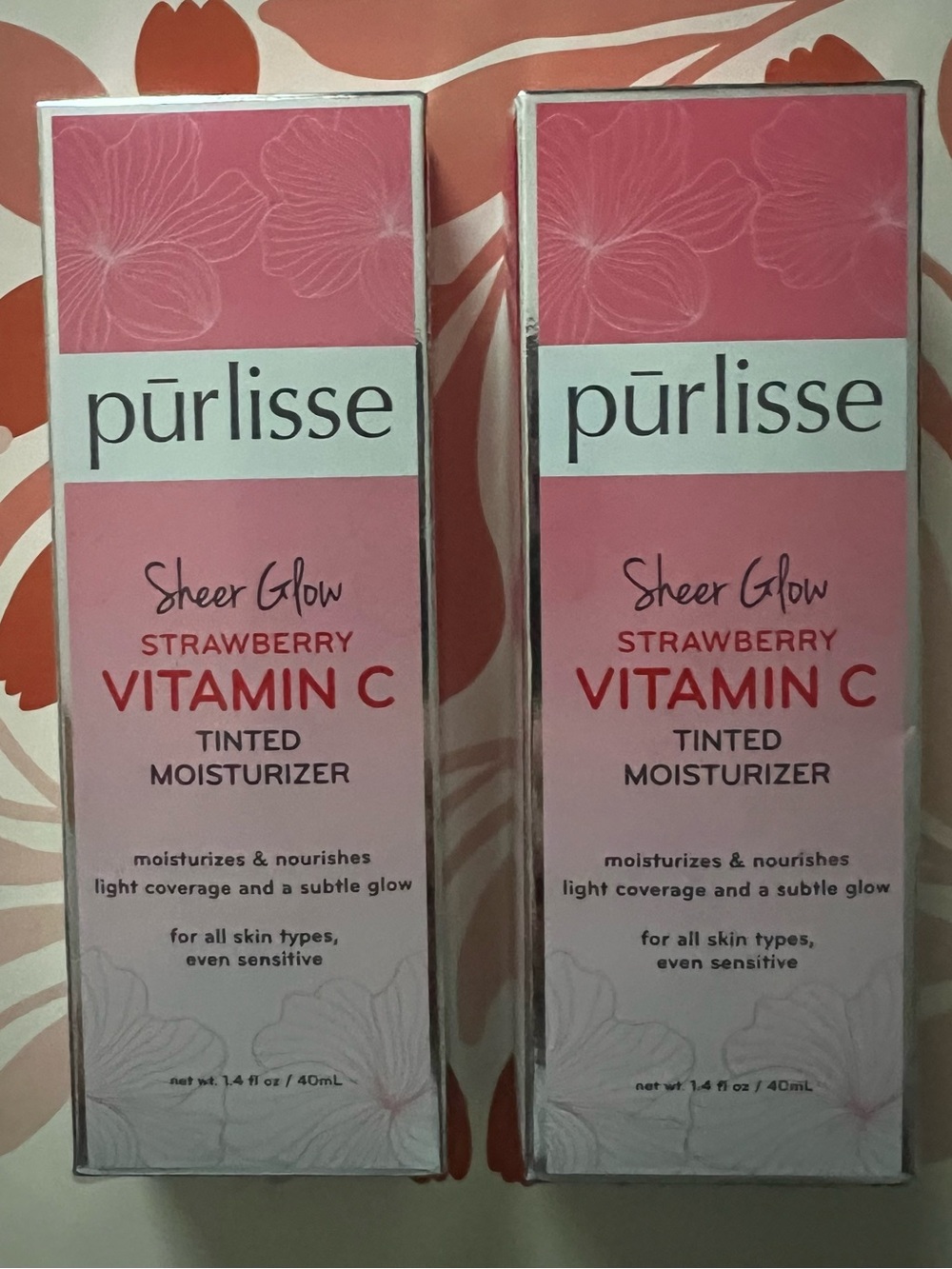 Purlisse Sheer Glow Strawberry Vitamin C Tinted Moisturizer Fair TWO 1.4 fl oz